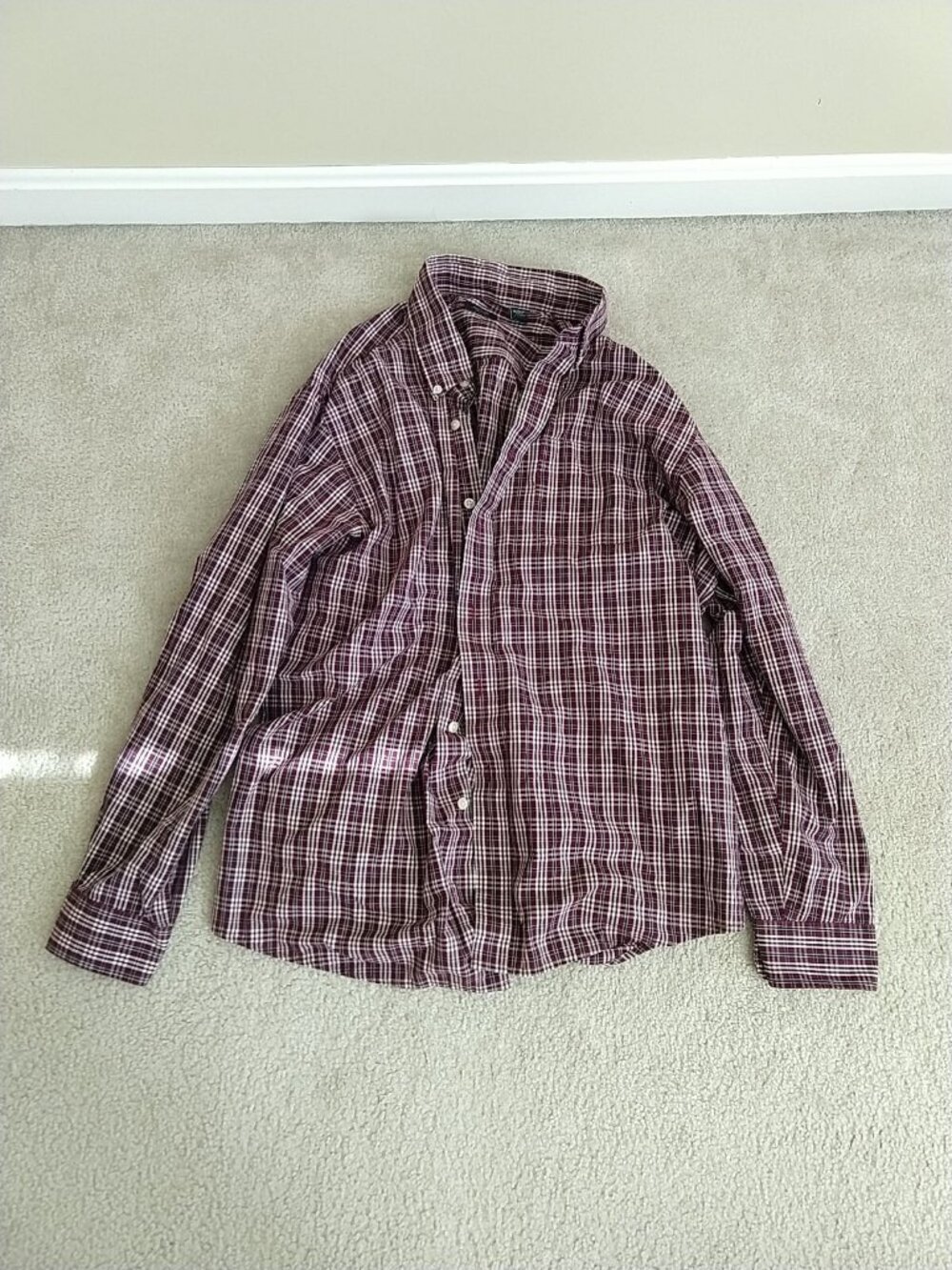 Men's Arrow Dress Shirt Button Down Maroon XL with Front Pocket